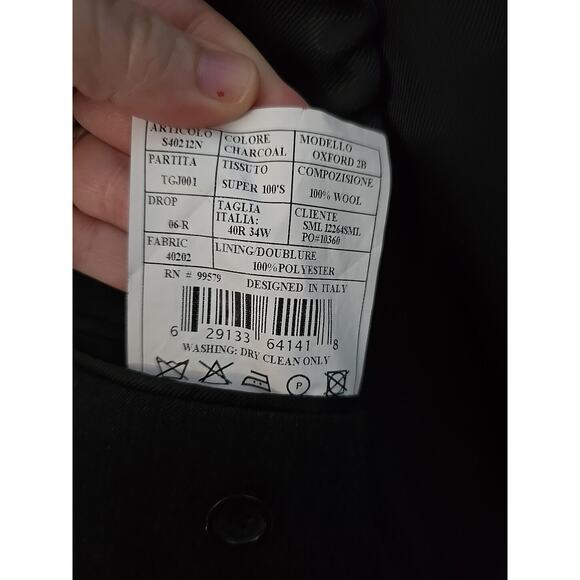 Ferretti Uomo Old Money Black 2-Button Wool Sport Blazer Coat Men's Size 40R - Picture 5 of 5